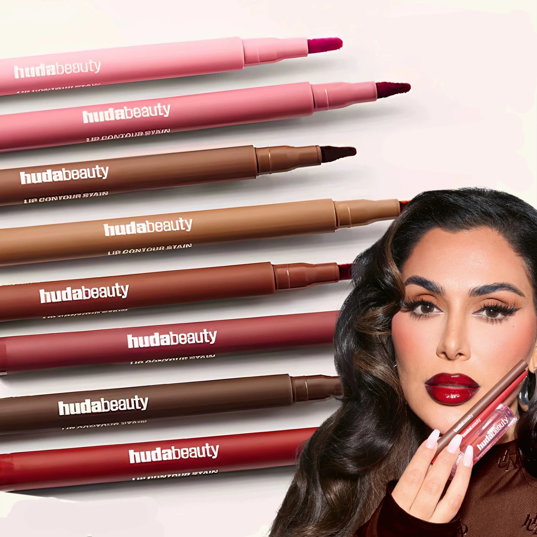 Crayon à lèvres Huda Beauty Nude Mat Imperméable Anti-transfert Rouge Cerise – Stylo Contour des Lèvres Maquillage pour Femme