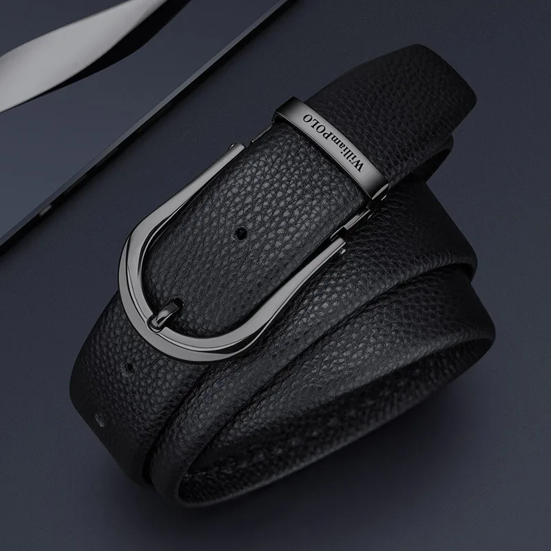 Men's leather needle buckle belt, fashionable business belt, personalized high-end belt