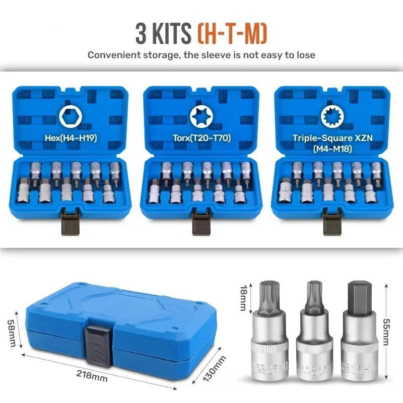 yes10Pcs Set 1/2inch Hexagon Socket Bit Kit Six Angle Sleeve Hex Socket Wrench for Ratchet Wrench Auto Repair Hand Tools