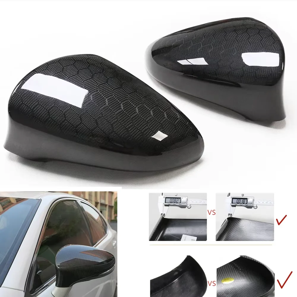 Pair Honeycomb Dry Carbon Fiber Car Side View Mirror Cover Cap For Lexus CT ES IS GS LS RC RCF 2013-2018 Stick on LHD ONLY