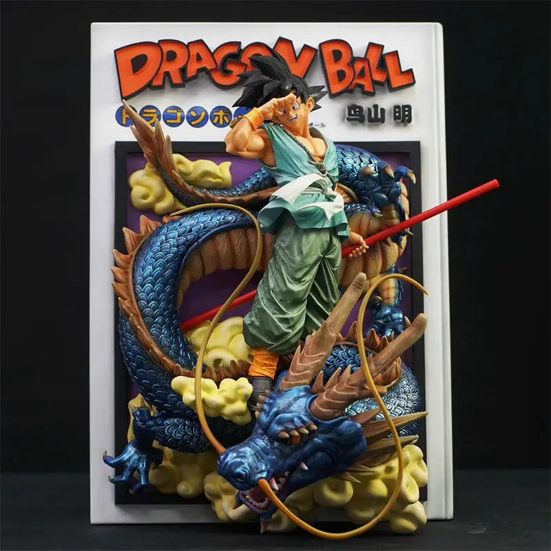 

Статуэтка Гоку из Dragon Ball, 46 см, с красным жезлом, на подставке в стиле комикса, для коллекционеров аниме, декор для рабочего стола