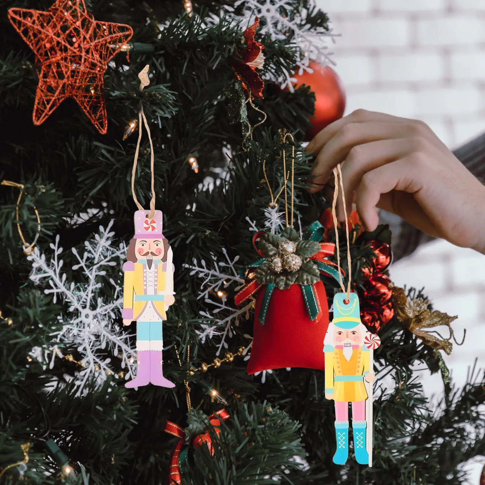 

36 Pcs Nutcracker Christmas Figurines Decorative Pendant Nutcrackers Hanging Mini Decorations