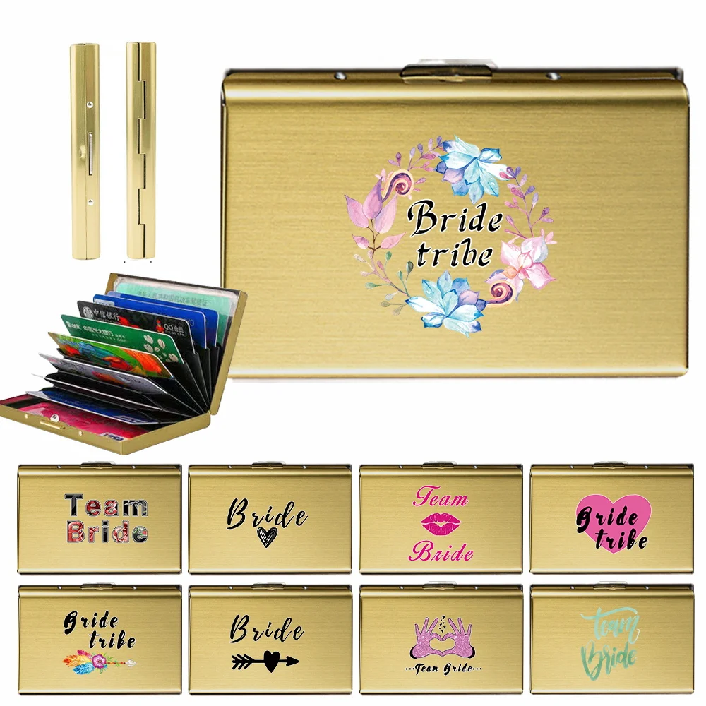Minimalist Men's Metal Card Case Credit Cards Holder Anti-theft Swipe Bank Credit Card Bride Pattern Series Metal Cards Bag