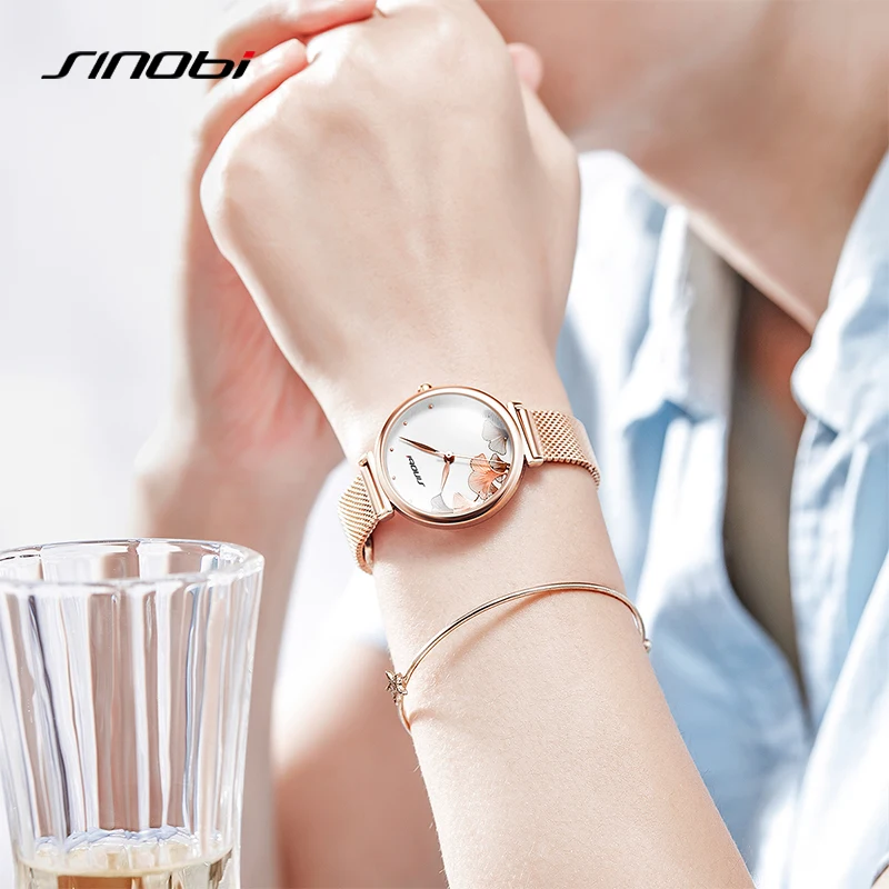 SINOBI Fashion Design Ladies Waterproof Watches Original Women\'s Quartz Wristwatches Top Brand Womans Gifts Clock SK Reloj Mujer