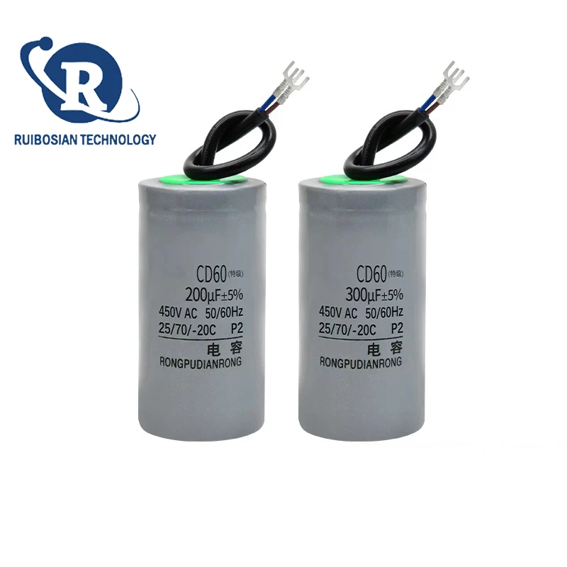 CD60 motor starting capacitor 100/150/200/250/300/350/400/450/500UF 450V single-phase capacitor motor