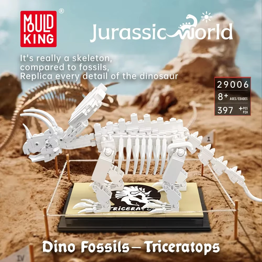 

НОВИНКА: Конструктор Mould King DIY 397 деталей, модель скелета трицератопса, игрушка-украшение, подарок на день рождения для детей, 29006