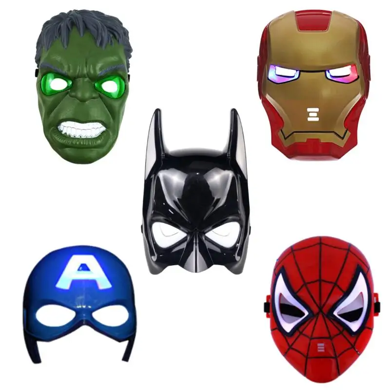 Iron Man Spider Man Hulk America Mask - Avengers super-héros LED illuminent les accessoires lumineux pour cosplay, fête et filles garçons jouet cadeau