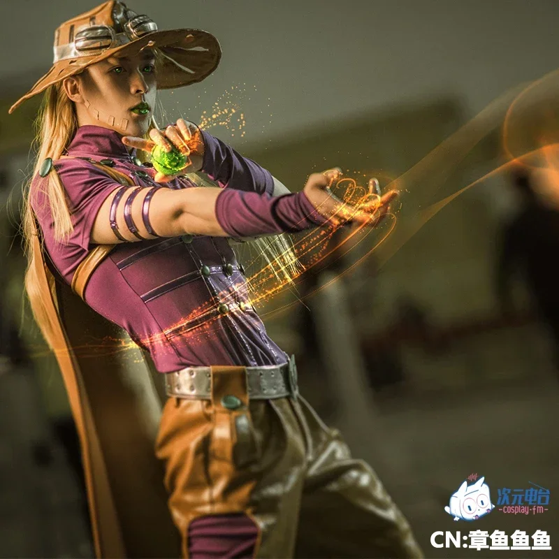 JoJo's Bizarre Adventure Steel Ball Run Gyro Zeppeli Cosplay Costume Spin Master Cosplay Costume Full Set with Hat Halloween L
