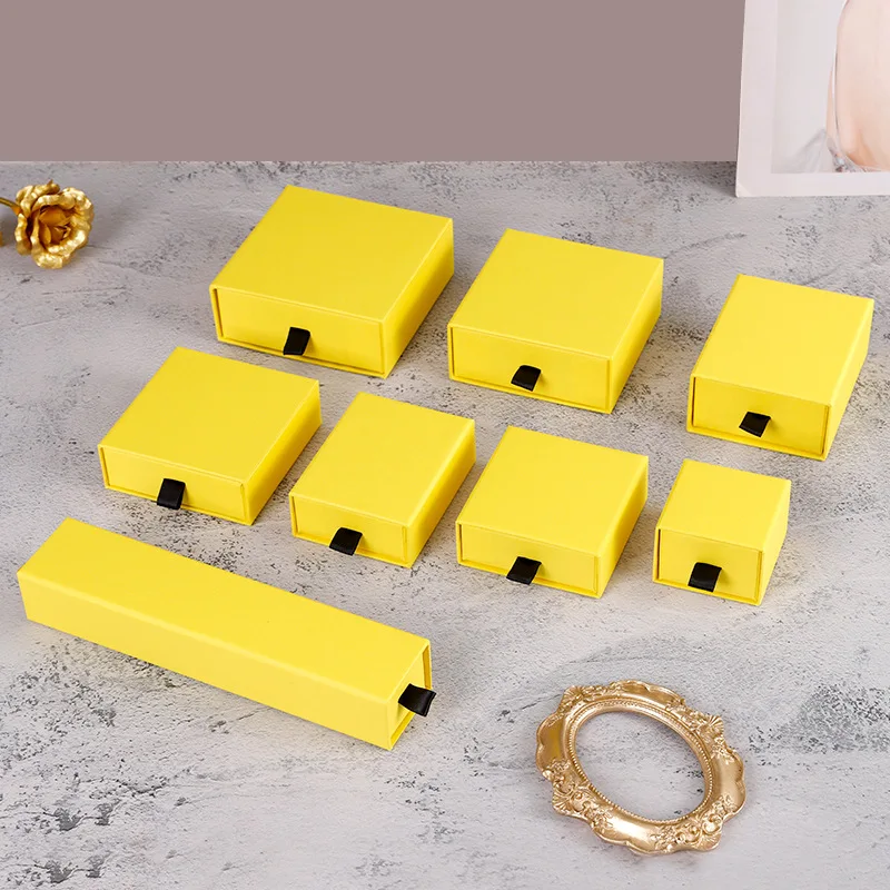 10 قطعة حامل صندوق تعبئة المجوهرات أسود وردي أبيض أكوا براون كرافت ورقة خاتم الخطوبة بروش قلادة سوار صندوق طويل #6