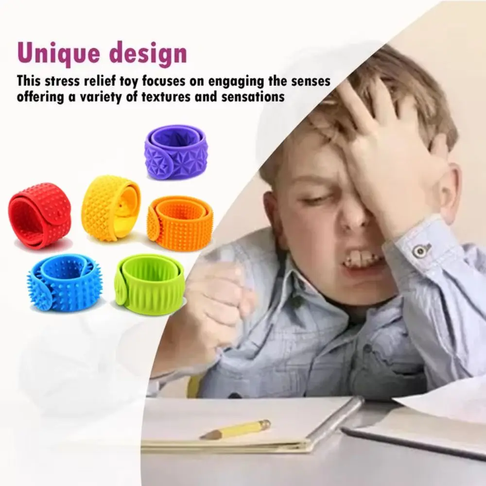 6pcs Hands Clap Circle Silicone Slap Bracelets Surface Wearable Design Sensory Textured Wristbands Fun Patted Bracelets