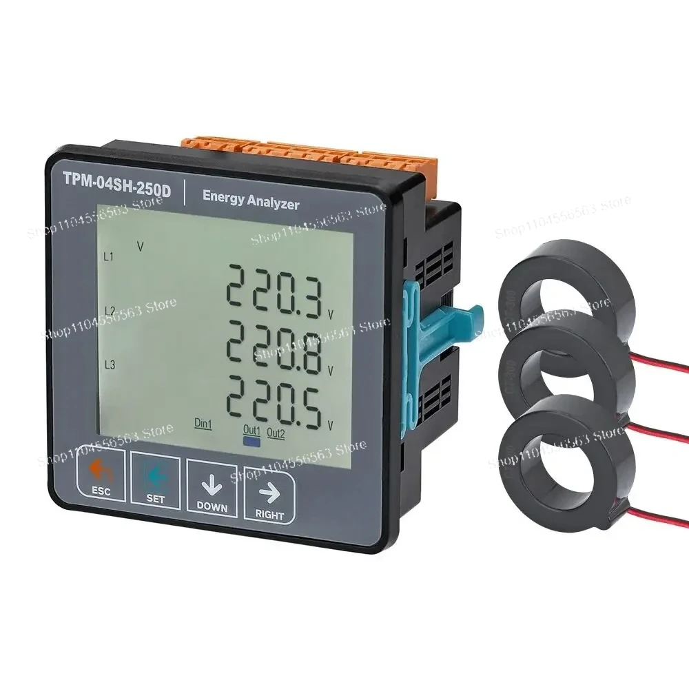 3-Phase Energy Analyzer and Multimeter TPM-04SH-XXD, 3P4W Power Meter for Industrial Electrical Measurement