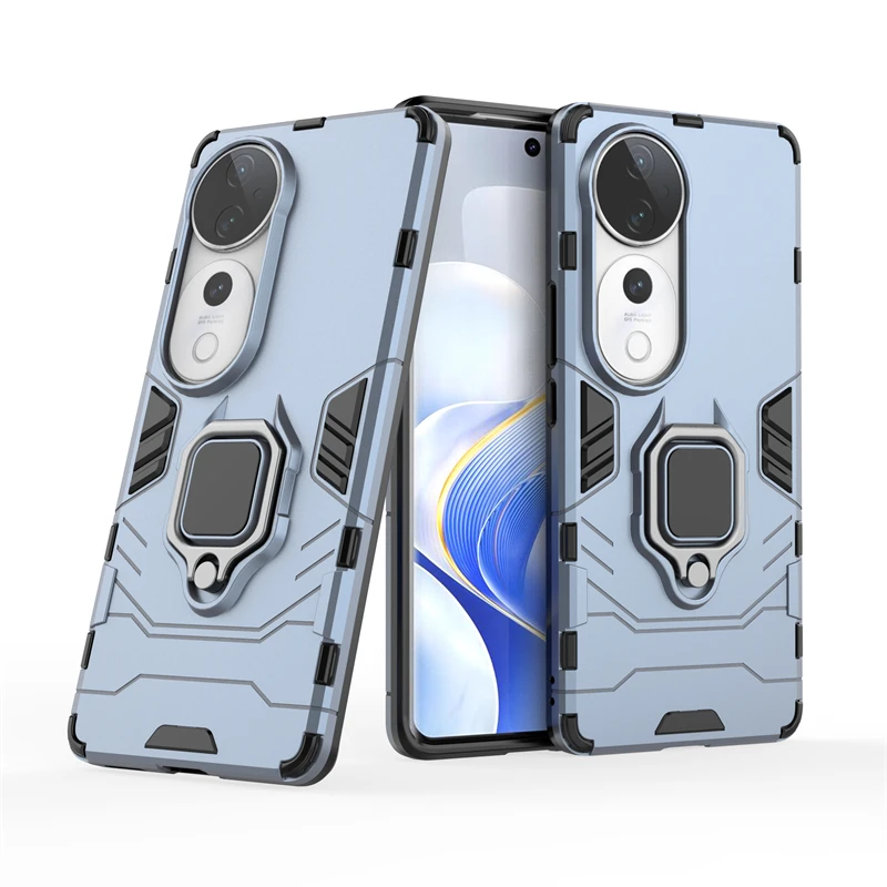 For Vivo V40 Case Cover Vivo V40 Capas Phone Bumper Armor PC Shockproof Full Holder Ring Magnetic Cover For Vivo V40 Pro Fundas