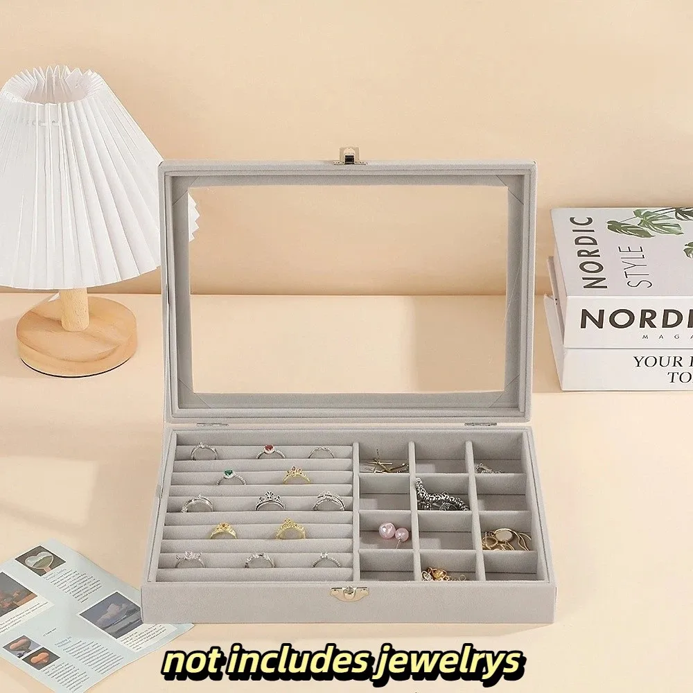 

Fashion Solid Color Jewelry Box Detachable Large Capacity Jewelry Storage Case Lightweight Necklace Storage Box Travel
