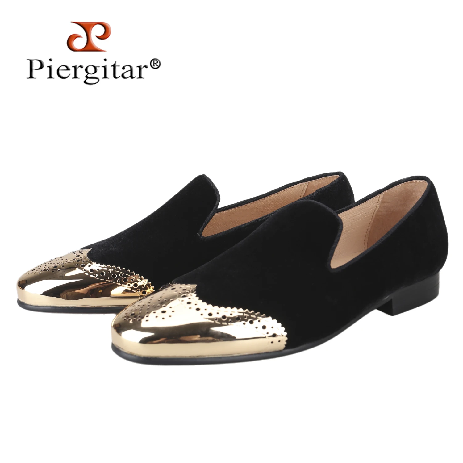 Piergitar Italian High Density Velvet With Bullock Metal Buckle Gentlemen's Loafers Elegant And Classic Style Men Smoking Shoes