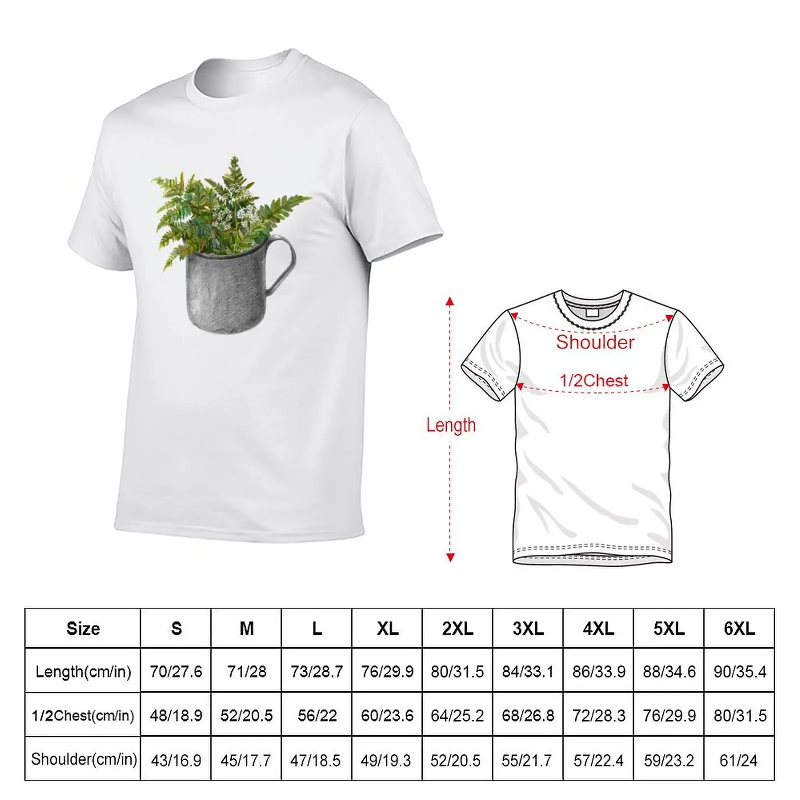Mug with fern leaves T-Shirt aesthetic clothes for a boy mens big and tall t shirts