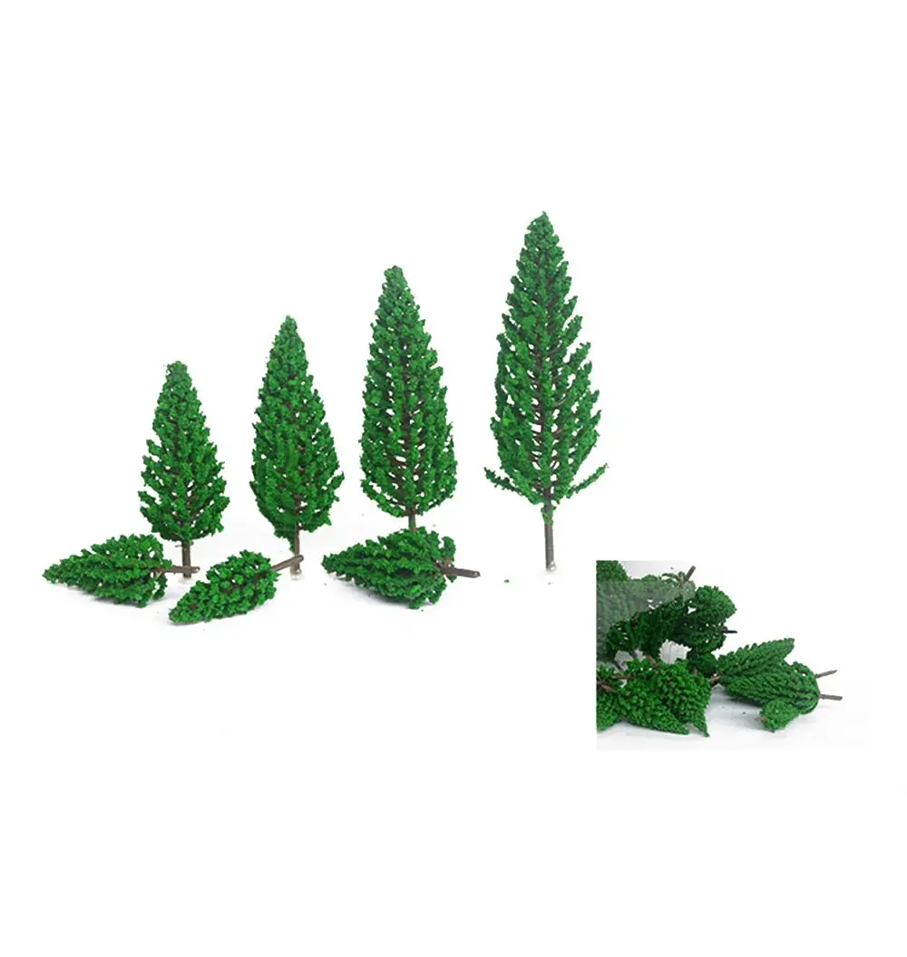 30pcs DIY Scale Materials Railroad Decor Buliding Layout Artificial Cedar Tree Miniature Model Green Scenery Scene Model