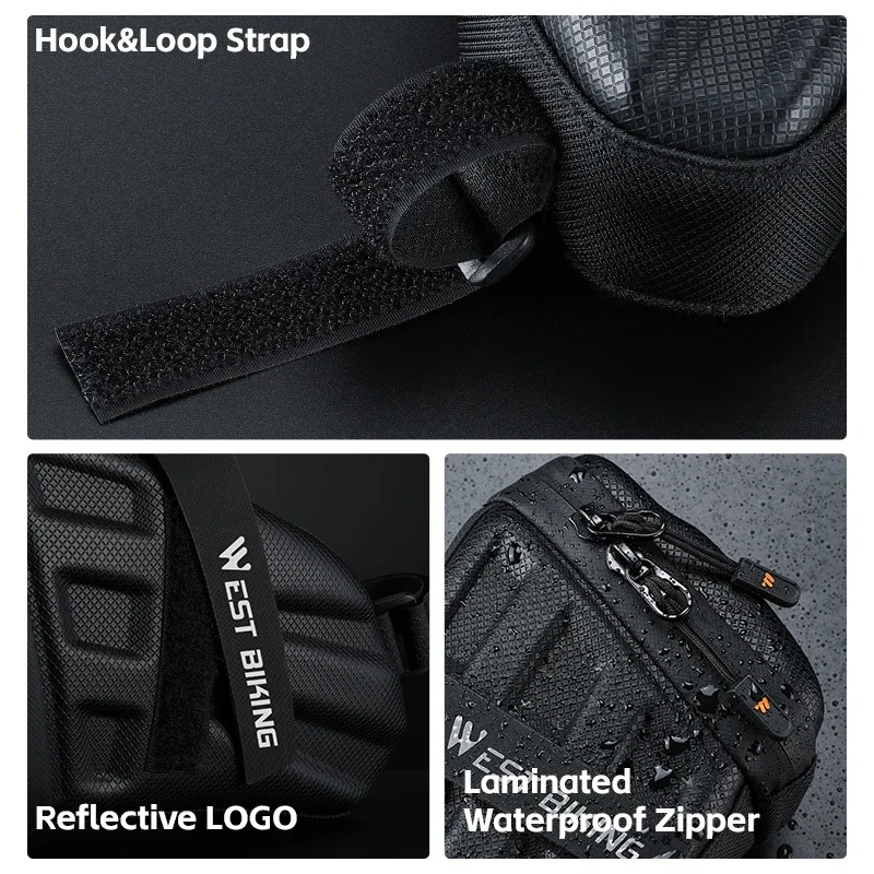 WEST BIKING Bicycle Saddle Bag EVA Carbon Pattern Hard Shell Tail Bag 1.8L MTB Road Bike kit Repair Rear Bag Bike Accessories view 4