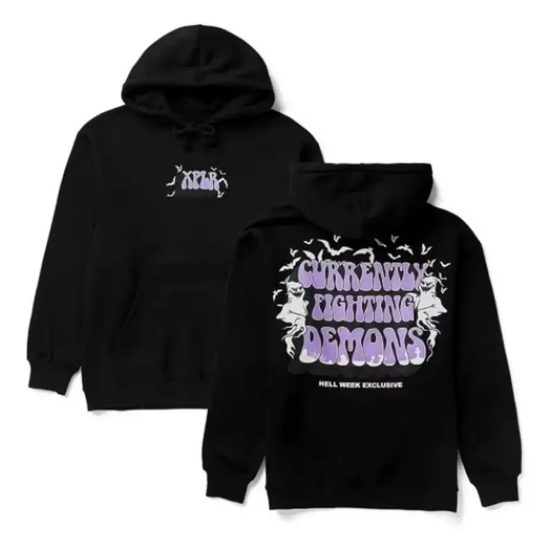 XPLR Sam und Colby Hell Week Fighting Demons HW Halloween Merch Hoodies Unisex Kapuzenpullover Freizeitkleidung – Detail 2