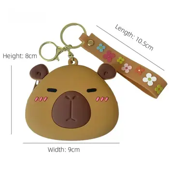 可愛矽膠耳機收納袋卡通水豚零錢包女孩錢包包掛件帶腕帶鑰匙扣 10 最佳銷售 矽膠錢包 - №8