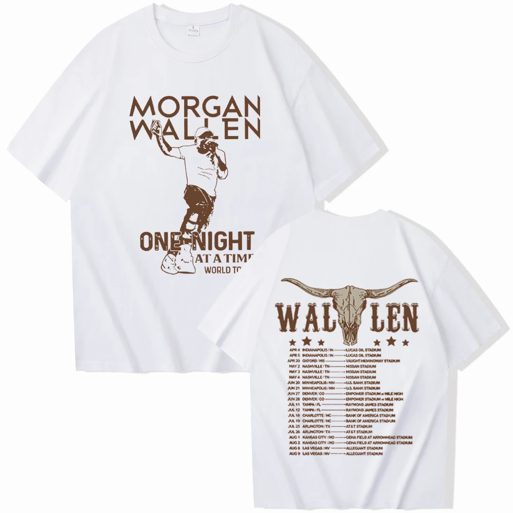 Wallen Shirt Morgan Wallen Shirt One Night At A Time World Tour Shirt Wallen Merch Gift for Fan O-Neck Short Sleeve Shirts