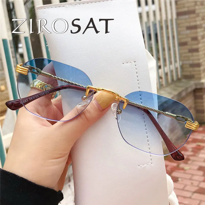 

ZIROSAT 8083 Rimless Sunglasses Men Women Alloy Optical Prescription Eyewear Frames Eyeglasses