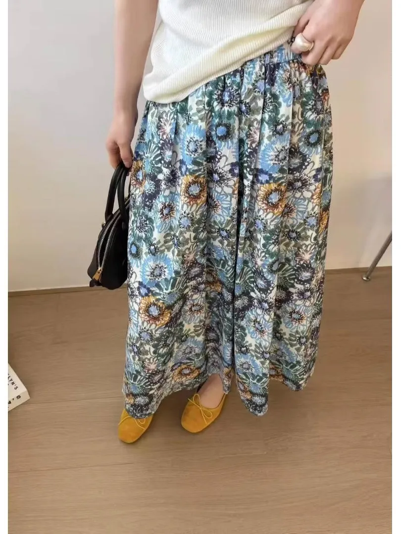 تنورة نسائية عالية الخصر مطبوعة على شكل حرف a تنورة نسائية ربيعية متعددة الاستخدامات تنورة جديدة للتخسيس بطول f مناسبة للتنقل #1