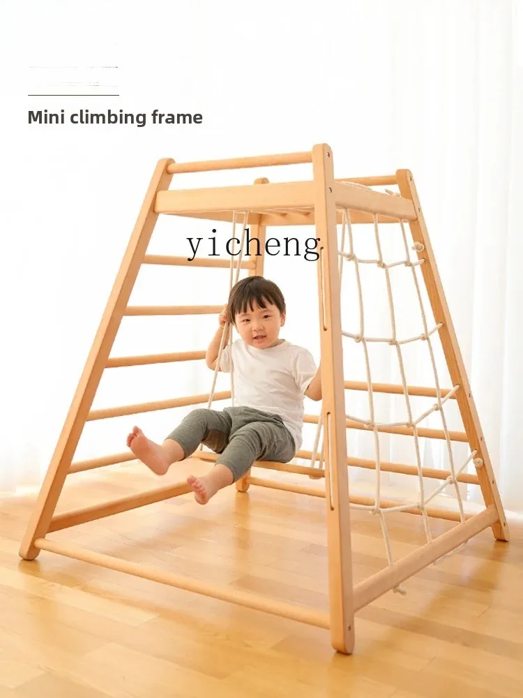Tqh Mini Klein Massief Houten Klimrek Kinderen Indoor Klimmen Baby Home Slide Swing Combinatie