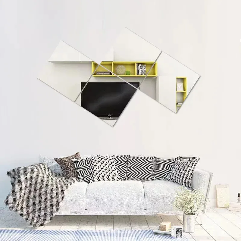 Self-Adhesive Right-Angle Acrylic Wall Mirror Stickers (4-piece) - Home Decor for Bedroom, Dormitory & Bathroom