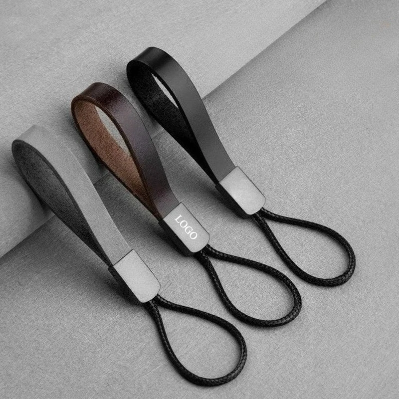 

Customized LOGO Genuine Leather Keychain Blank Car Woven Laser Engrave Car Keyring Pendant Exquisite Personalized Key Chains