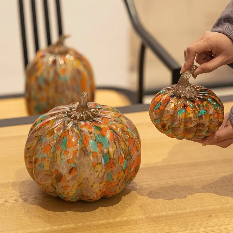 Creative Harvest Glazed Pumpkin Tabletop Ornament High-end Sense Living Room Entrance Wine Cabinet Ornaments Housewarming New Ho