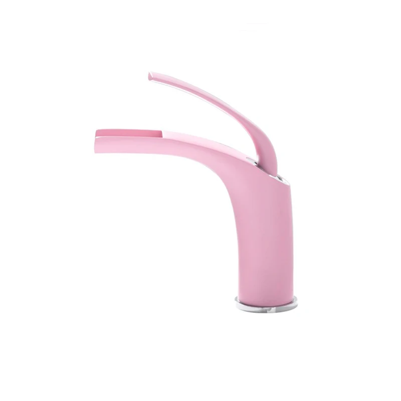 Basin Faucets Pink Love Color Waterfall Faucet Bathroom Faucet Hot and Cold Basin Mixer Tap Faucet Brass Sink Wash Crane