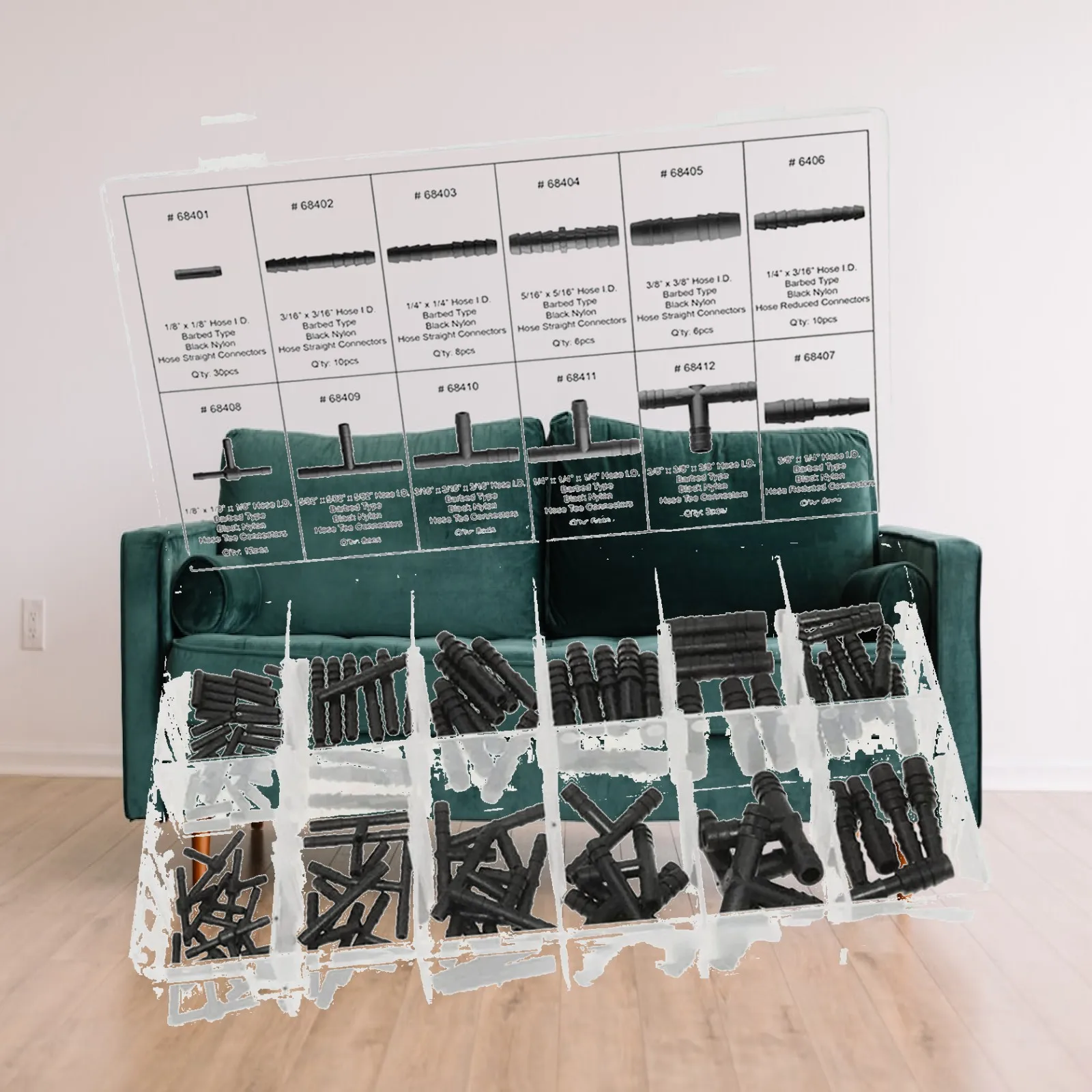 Universal Car Hose Connector Assortment Plastic Reducer Set Multi Size Barbed Adapter Fit for Automotive Cooling Line Repair