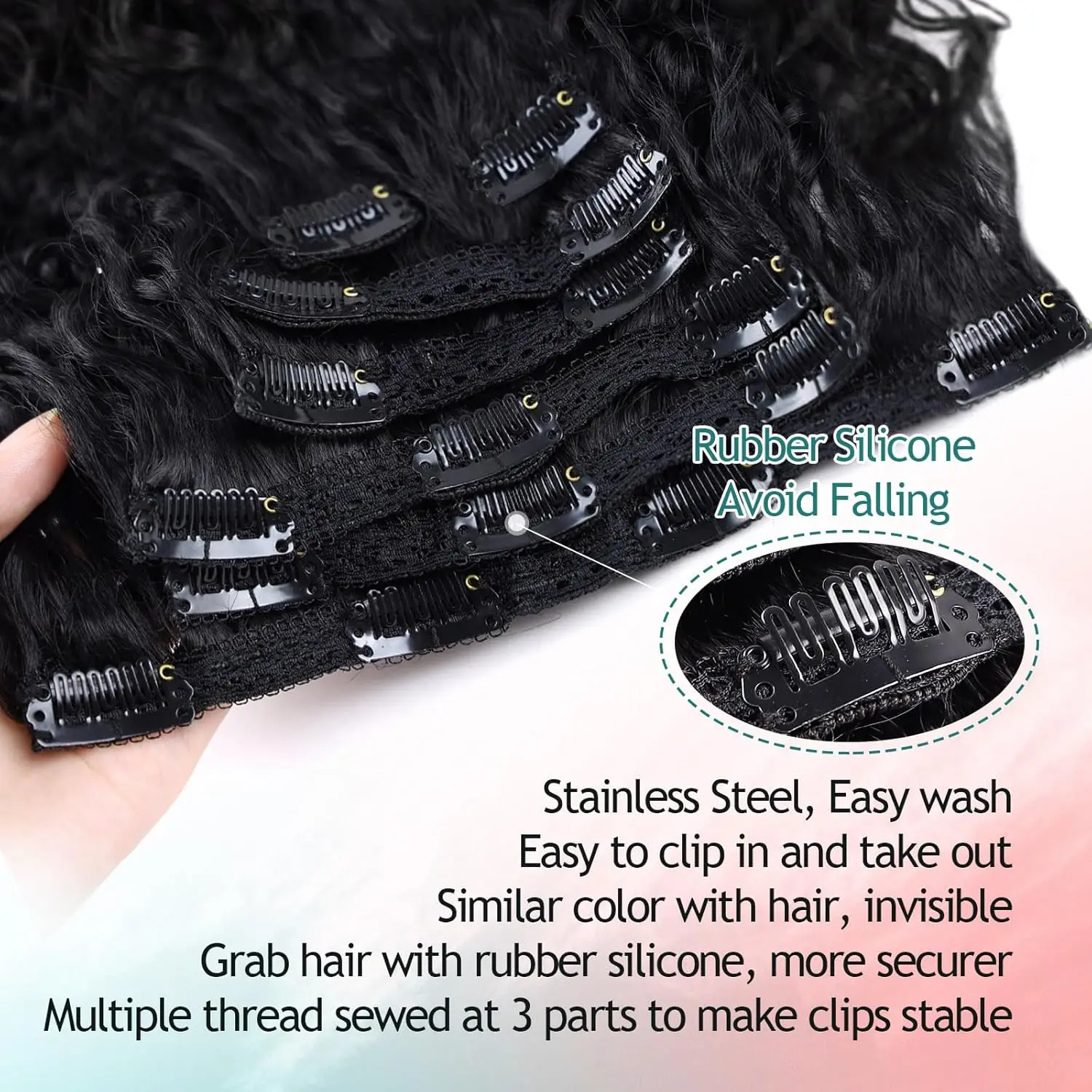 Women's Clip-In Curly Hair Extensions, Synthetic Wavy Fibers, Lightweight & Breathable, Fashion Icon Hairpiece for Daily Wear image 4