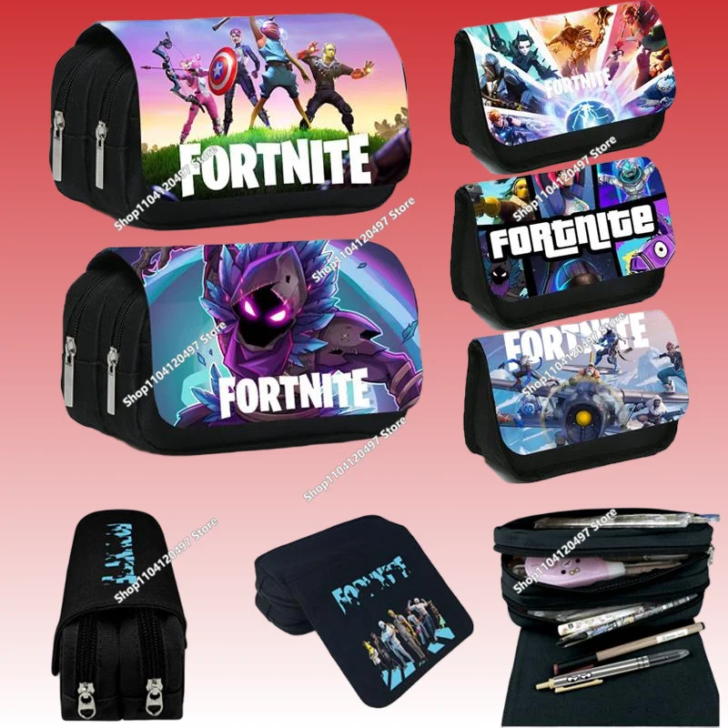 

Fortnite Double-Layer Pencil Case Handsome Cartoon Pattern Gaming Accessories Mini-Game-themed Organizer for School Supplies