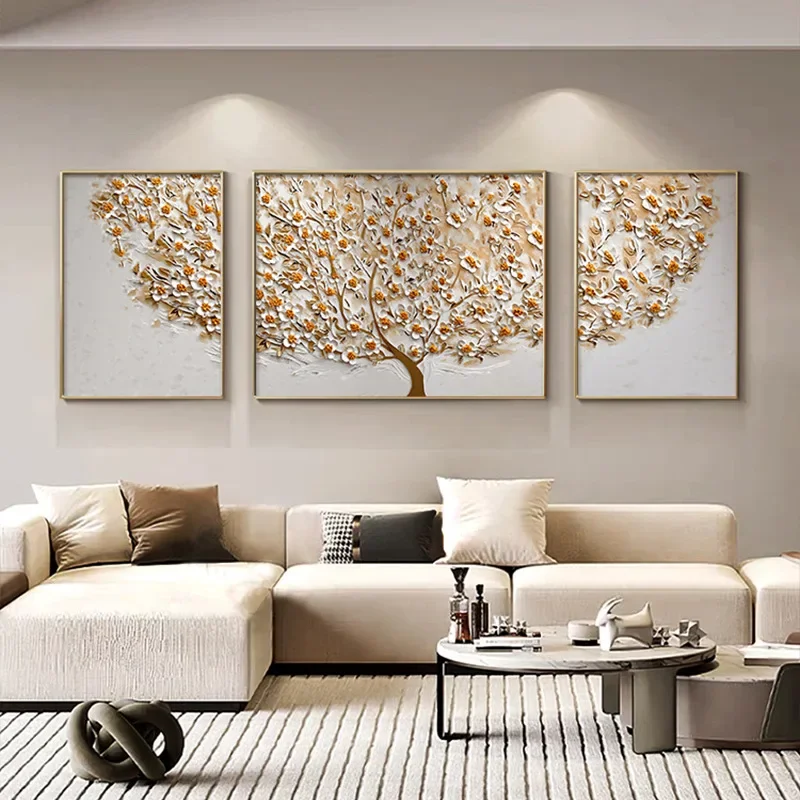 Decorative painting abstract flower texture sofa background wall hanging painting light luxury high sense mural
