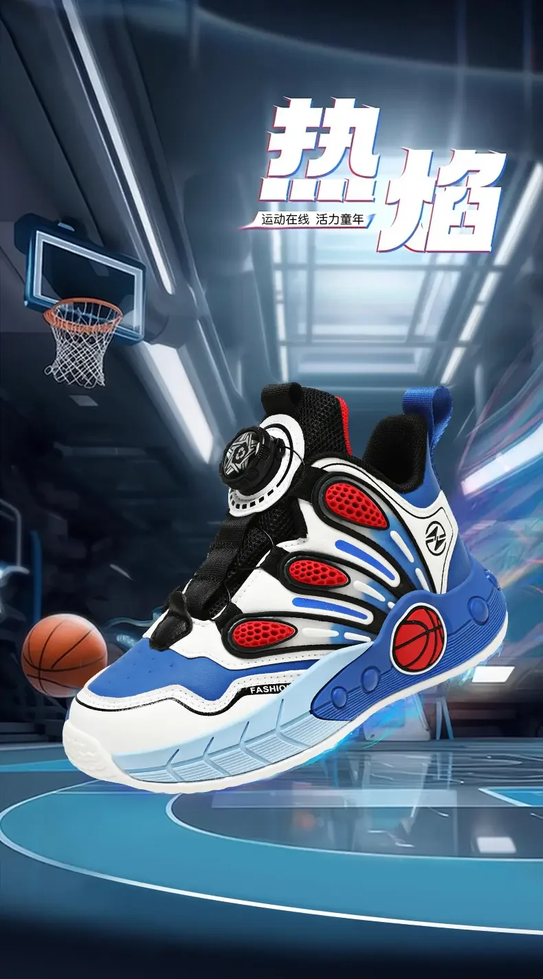 Children's Sports Shoes Popular Rotating Buckle Comfortable Non Slip Running Shoes Casual Mesh Outdoor Walking Shoes for Kids