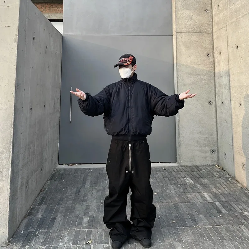 

K Sle Мужская рабочая одежда Брюки с низкой талией Расклешенная молния с украшением Прямые длинные брюки Повседневная мода 2024