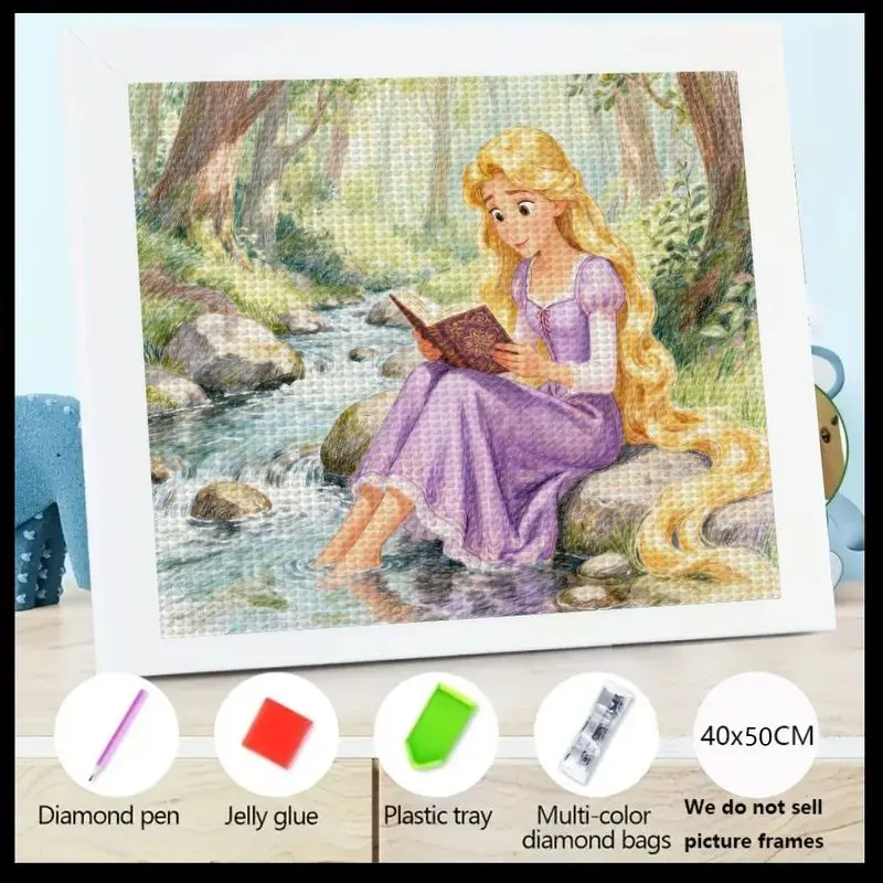 

1PC Disney Princess Rapunzel 5D Full Drill Diamond Painting Kit, DIY Crystal Rhinestone Gem Art Set, Fairytale Long Hair Girl Re
