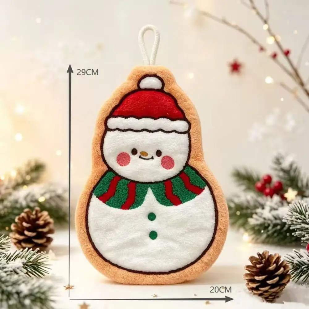 Water Absorption Christmas Hand Towels Coral Fleece Quick-drying Christmas Tree Handkerchiefs Cleaning Hanging Hanging Wipes