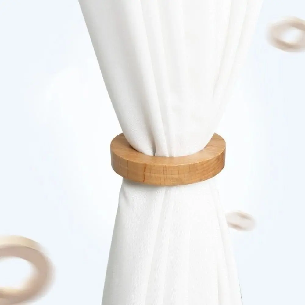 Light Luxury Wood Curtain Buckle Magnetic Clip Fixer Window Screen Ring Home Decoration Rotating Curtain Tieback for Bedroom