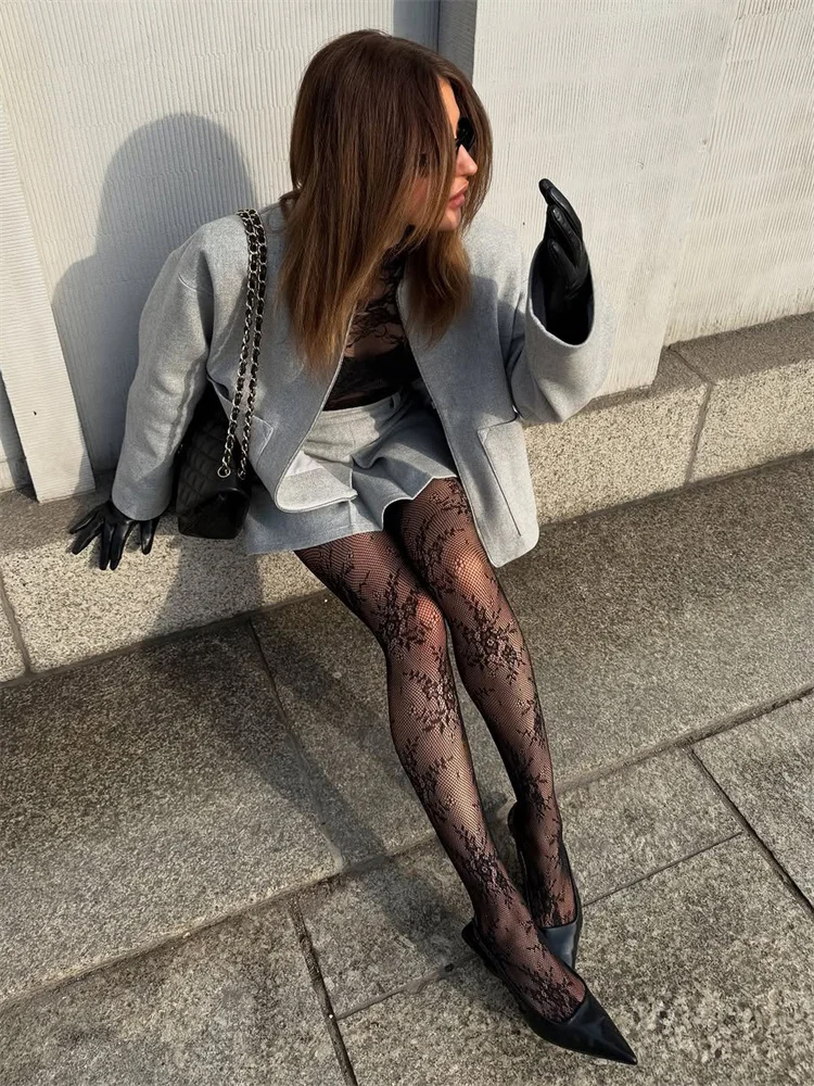 

Tossy Female Lace Socks Tights Sexy Wrap High Waist Printed See-Through Patchwork Streetwear Autumn Women's Pantyhose Stockings