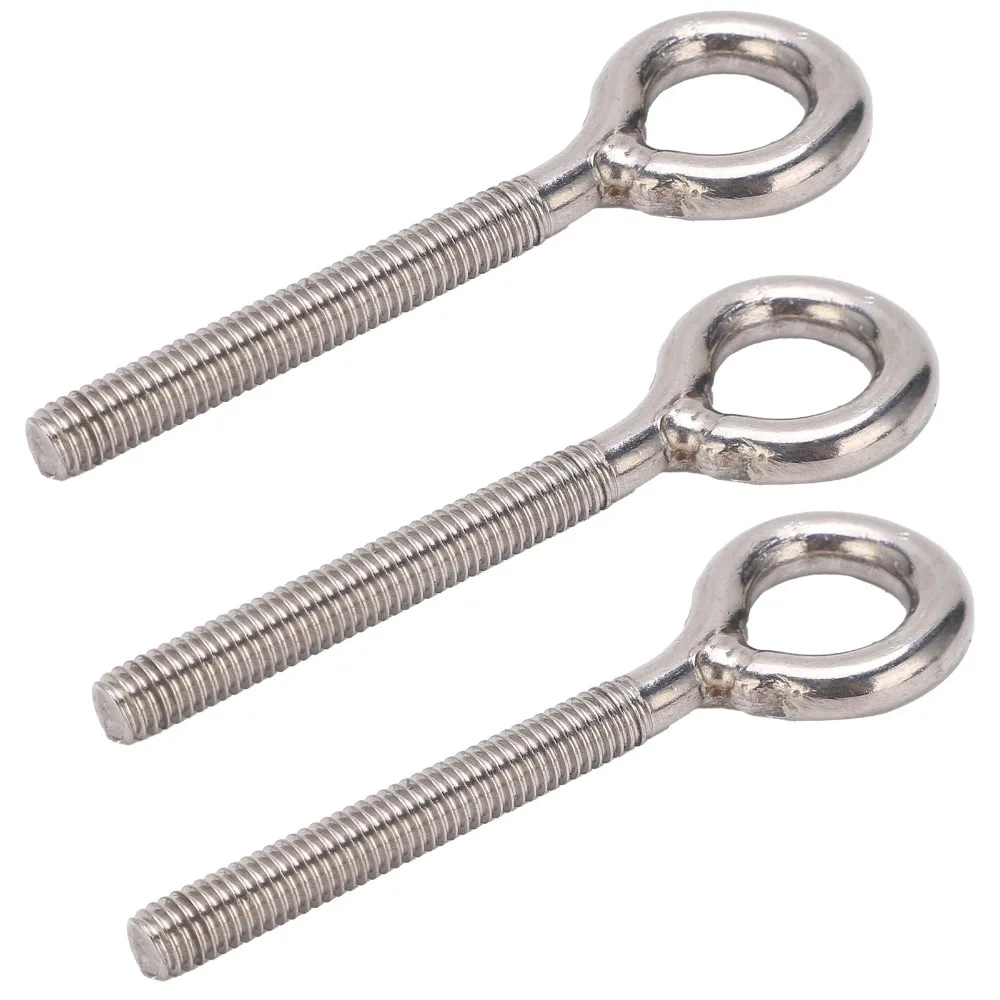 10pcs Welded Closed Loop Lifting Eye Bolts Burr-Free Machine Thread Long Shank Closed Loop Eyelet Machine Shoulder Eyebolt
