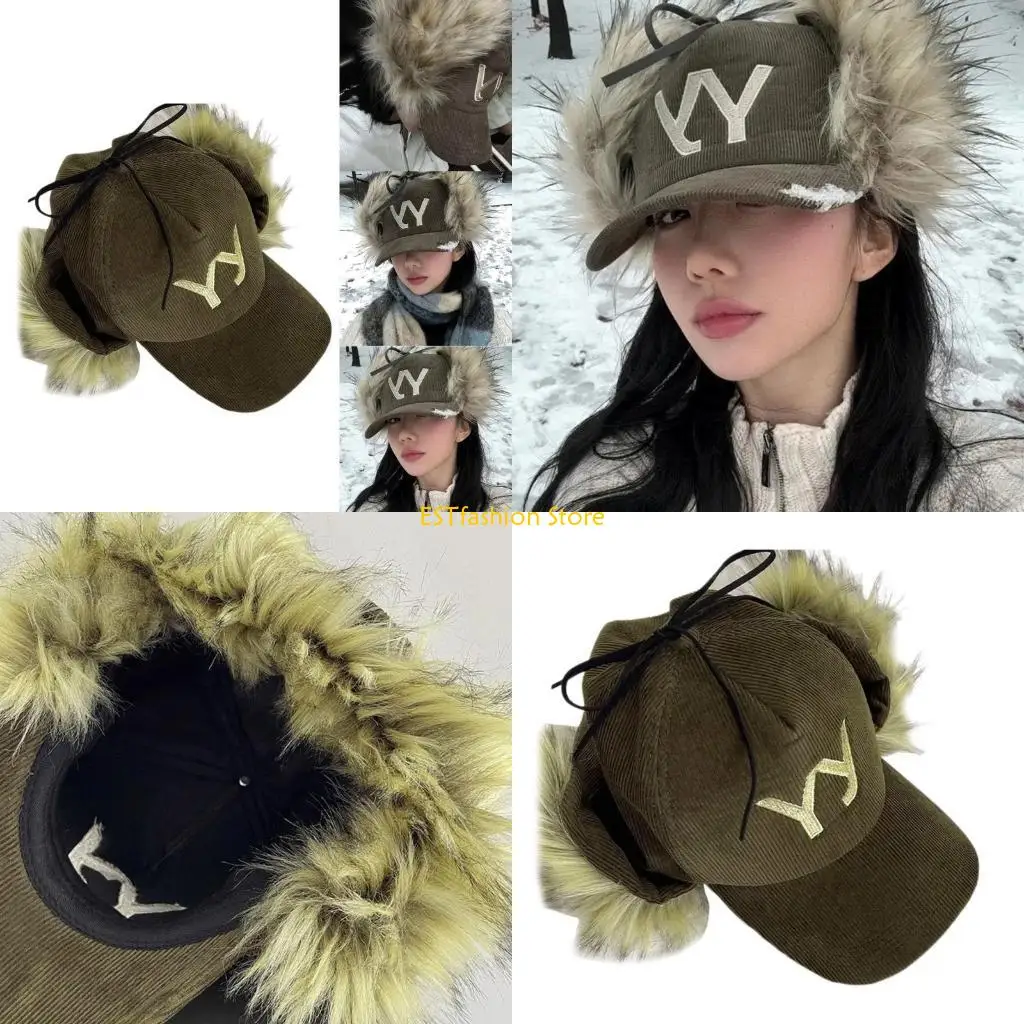 Y5GC في الهواء الطلق الشتاء إيرفلاب قبعة المرأة الأزياء سروال قصير قبعات البيسبول ارتداء اليومي قبعة