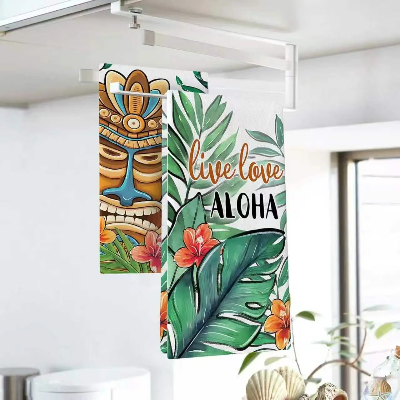 2-Pack of Rustic Towels with Tropical Rainforest Prints, Dish Towels, Hand Towels, Modern Art Kitchen Decor Towels, Neighbor Gifts, Sweet Housewarming Gifts for Friends, Mom Gifts, Friend Birthday Gifts. Spring and Summer Theme