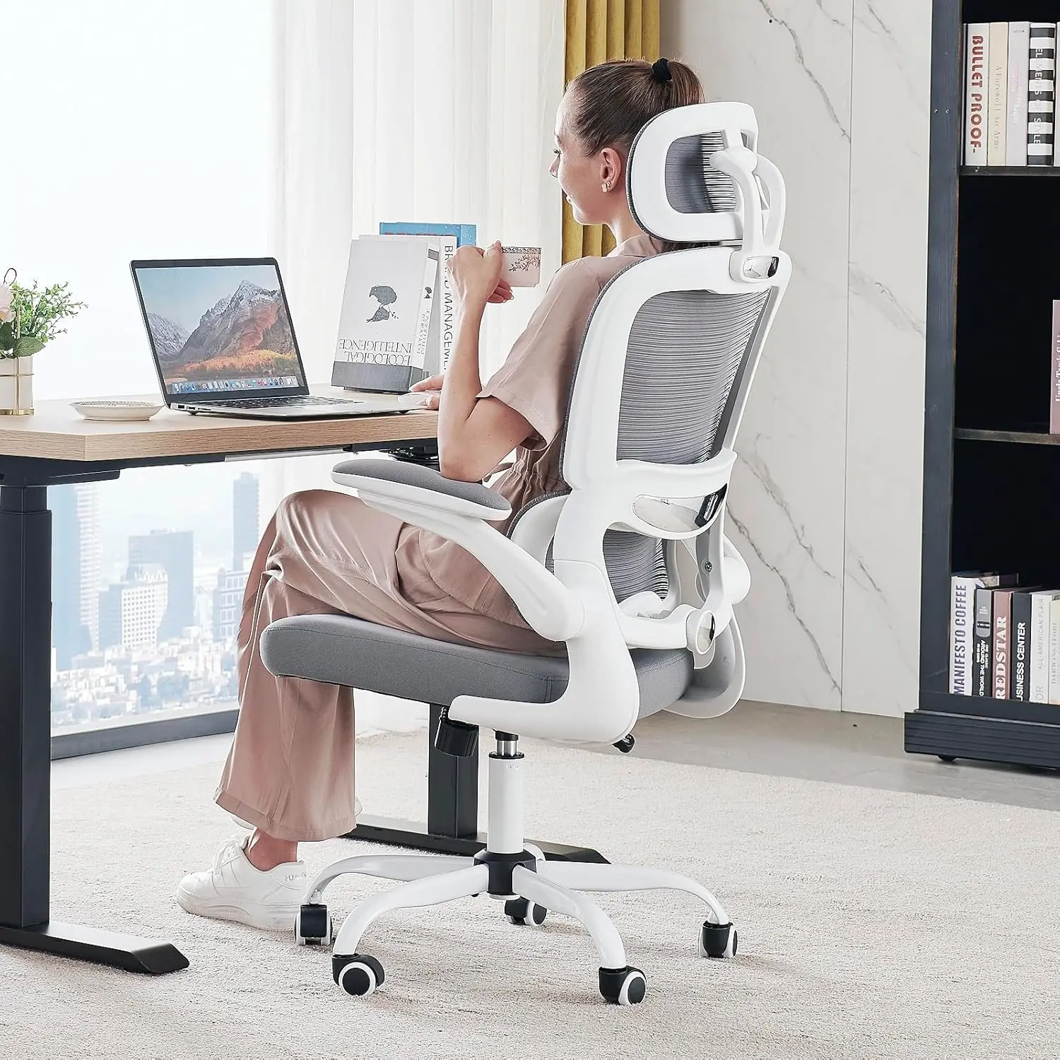 

Ergonomic Desk Chair, 330 LBS Home Mesh Office Desk Chairs with Wheels, Comfortable Gaming Chair High Back Office Chair for Long
