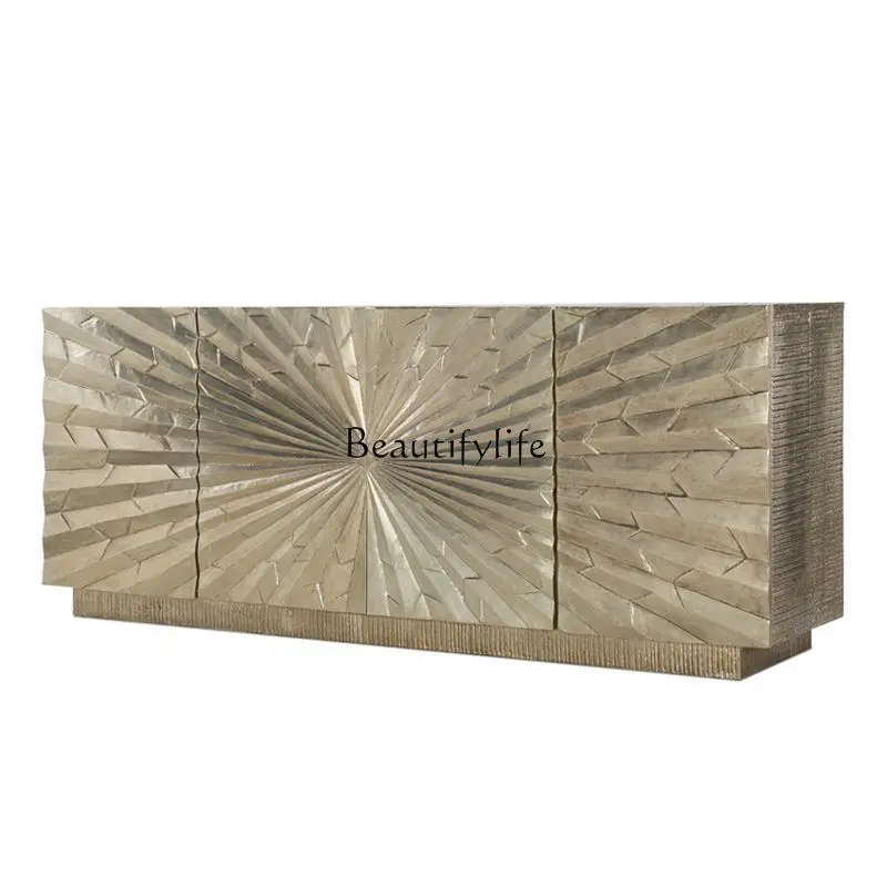 

American neoclassical TV cabinet light luxury living room post-modern gold solid wood TV storage Nordic foyer cabinet