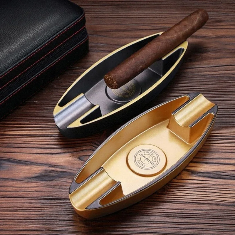 Cinzeiro de charuto portátil leve bandeja de cinzas com 2 slots para fumar charuto acessórios decoração de mesa presente masculino