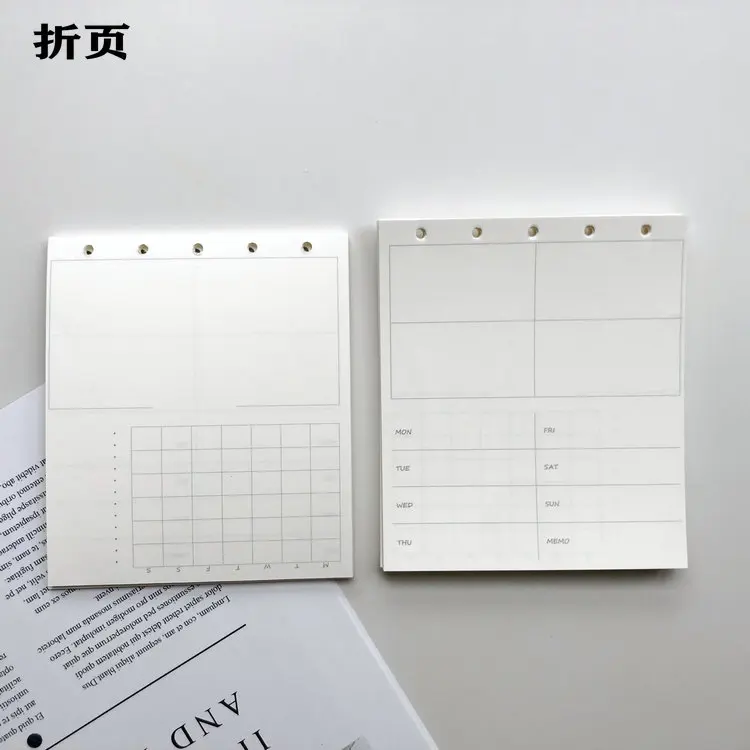 80pcs M5 Planner Journal Notebook Refill 5 Holes Paper Brief Design Weekly Monthly Plan Paper Agenda 2023 Planner Accessories