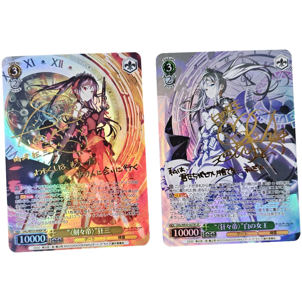 Tarjeta de firma Date A Live Tokisaki Kurumi Zaphkiel, tarjeta de colección de Anime WS, regalos Flash coloridos refractivos bronceadores