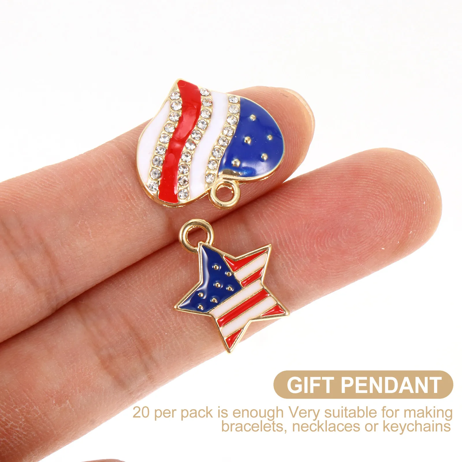 

20 шт. подвесок-шармов с американским флагом из сплава, патриотические украшения для самостоятельного изготовления серег, ожерелий, браслетов, брелоков, 4 июля